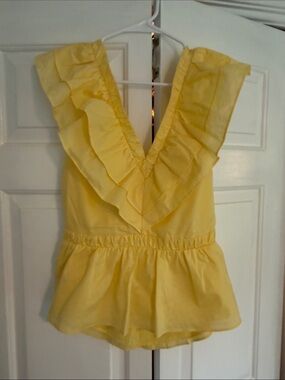 Express Yellow Ruffle V-Neck Peplum Camisole